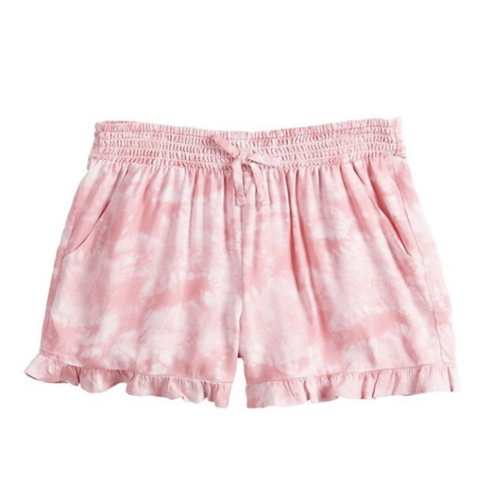 So Girls Smocked Waistband Ruffled Shorts Pink New with Tags Medium 8 Tie Dye